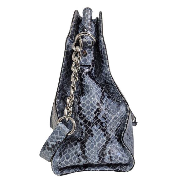Michael Kors MK Hamilton Blue Gray Python Leather Tote Shoulder Bag Purse  EUC - Picture 3 of 8